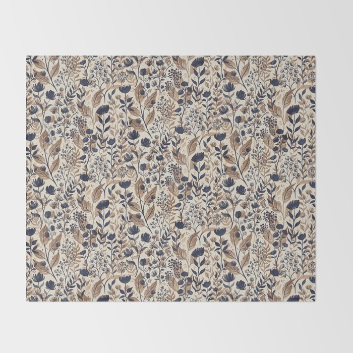 Moody Blooms Dark Neutral Throw Blanket Gallery Image 2