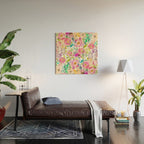 Hand painted pink lavender lilac teal watercolor elegant floral Wood Wall Art Gallery Image 2