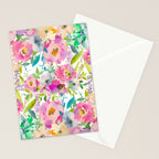 Hand painted pink lavender lilac teal watercolor elegant floral Stationery Card Gallery Image 2