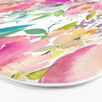 Hand painted pink lavender lilac teal watercolor elegant floral Bath Mat Gallery Image 3