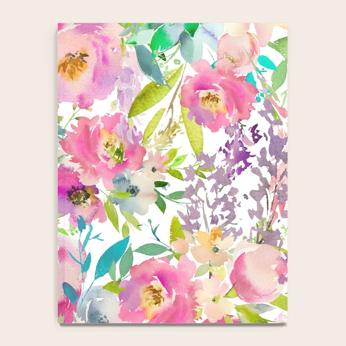 Hand painted pink lavender lilac teal watercolor elegant floral Notebook Gallery Image 4