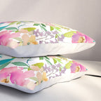 Hand painted pink lavender lilac teal watercolor elegant floral Pillow Sham Gallery Image 3