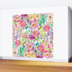 Hand painted pink lavender lilac teal watercolor elegant floral Wall Mural Gallery Image 2