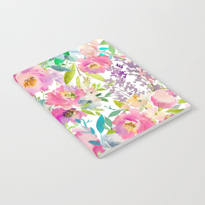 Hand painted pink lavender lilac teal watercolor elegant floral Notebook Gallery Image 2