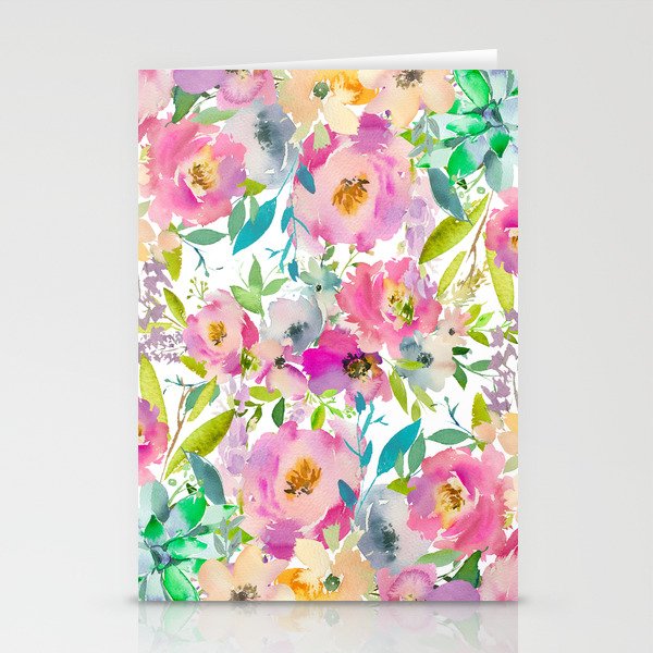 Hand painted pink lavender lilac teal watercolor elegant floral Stationery Card Gallery Image 2