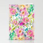 Hand painted pink lavender lilac teal watercolor elegant floral Stationery Card Gallery Image 2
