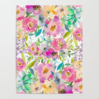 Hand painted pink lavender lilac teal watercolor elegant floral Poster Gallery Image 4