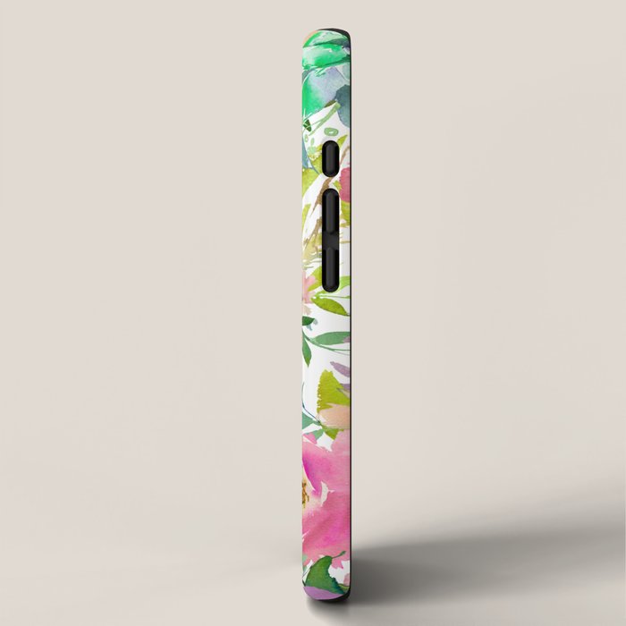 Hand painted pink lavender lilac teal watercolor elegant floral iPhone Case Gallery Image 2