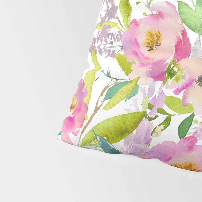 Hand painted pink lavender lilac teal watercolor elegant floral Pillow Sham Gallery Image 4