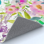 Hand painted pink lavender lilac teal watercolor elegant floral Rug Gallery Image 4