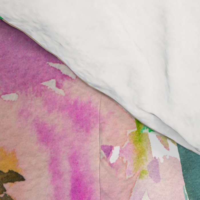 Hand painted pink lavender lilac teal watercolor elegant floral Comforter Gallery Image 4