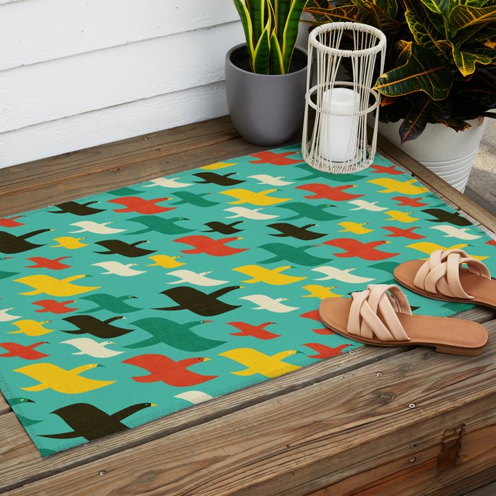 Birds are flying Outdoor Rug Gallery Image 2