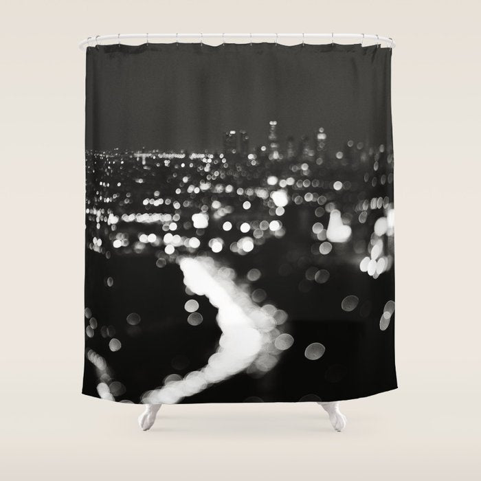 Los Angeles cityscape. L.A. Noir Shower Curtain Gallery Image 1