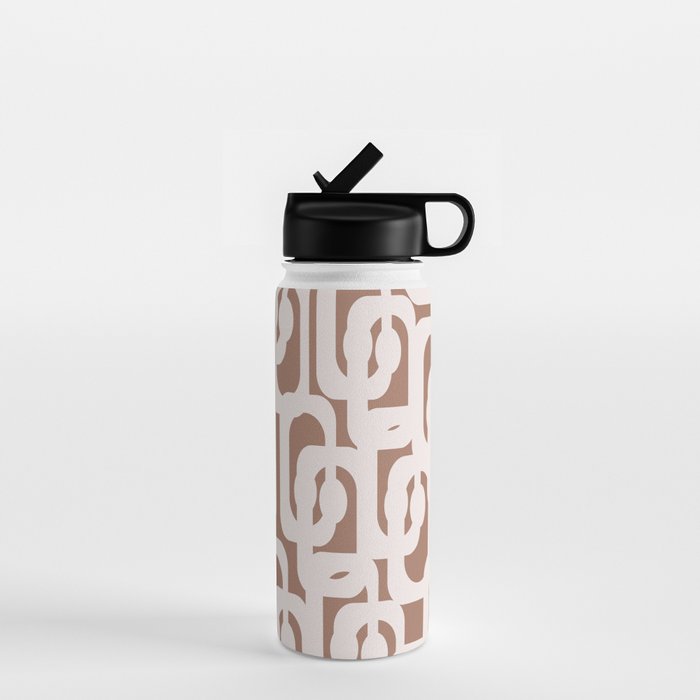 Mid Century Modern Contemporary Loop Pattern in Mocha Latte Water Bottle Gallery Image 1