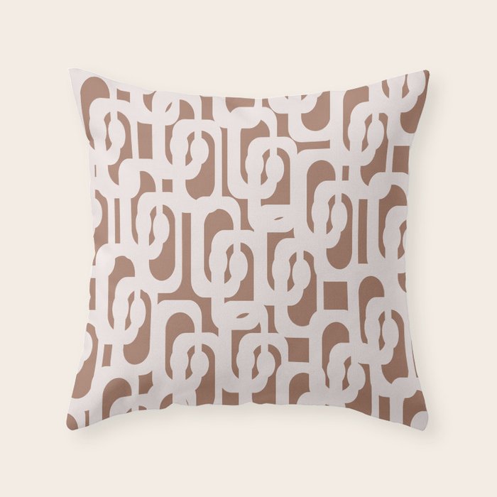 Mid Century Modern Contemporary Loop Pattern in Mocha Latte Throw Pillow Gallery Image 1