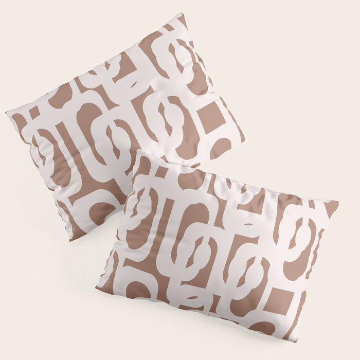Mid Century Modern Contemporary Loop Pattern in Mocha Latte Pillow Sham Gallery Image 1