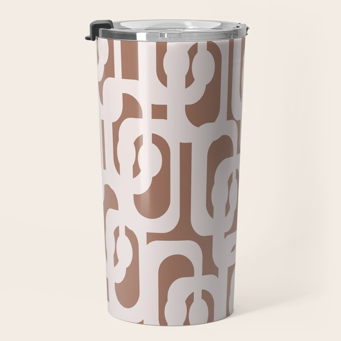 Mid Century Modern Contemporary Loop Pattern in Mocha Latte Travel Mug Gallery Image 3
