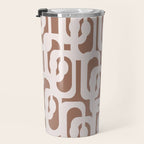 Mid Century Modern Contemporary Loop Pattern in Mocha Latte Travel Mug Gallery Image 3