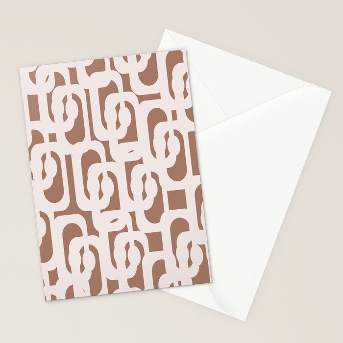 Mid Century Modern Contemporary Loop Pattern in Mocha Latte Stationery Card Gallery Image 2