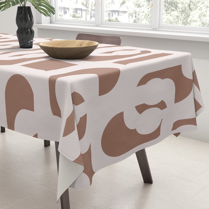 Mid Century Modern Contemporary Loop Pattern in Mocha Latte Tablecloth Gallery Image 3