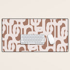 Mid Century Modern Contemporary Loop Pattern in Mocha Latte Desk Mat Gallery Image 1