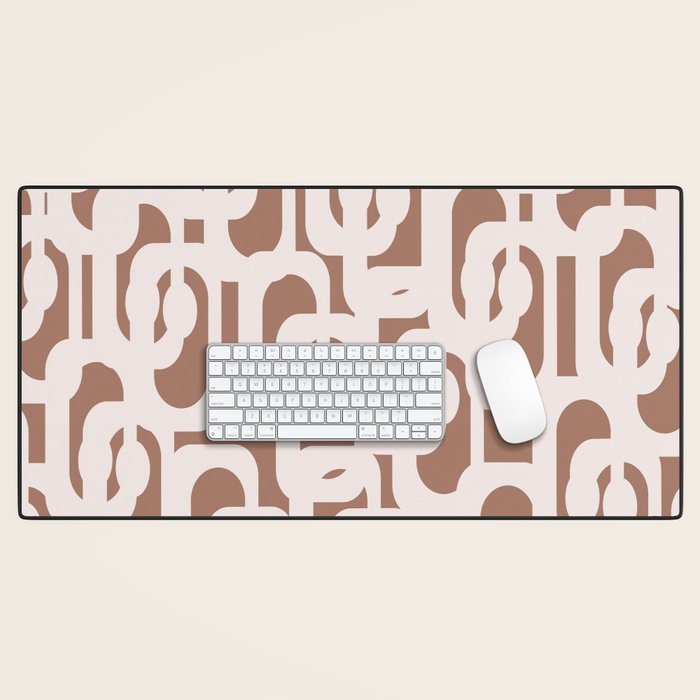 Mid Century Modern Contemporary Loop Pattern in Mocha Latte Desk Mat Gallery Image 1