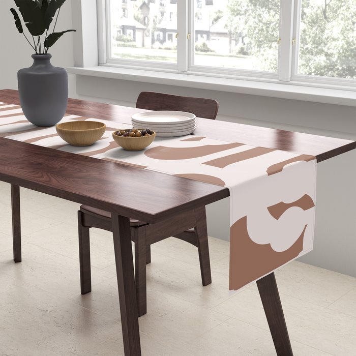 Mid Century Modern Contemporary Loop Pattern in Mocha Latte Table Runner Gallery Image 2