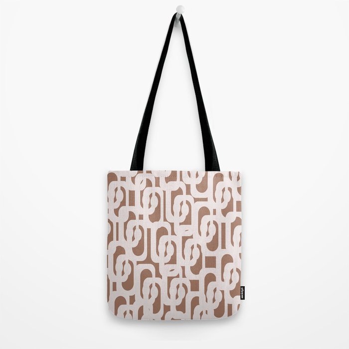 Mid Century Modern Contemporary Loop Pattern in Mocha Latte Tote Bag Gallery Image 2