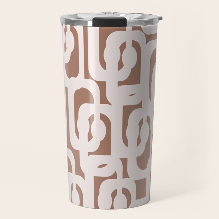 Mid Century Modern Contemporary Loop Pattern in Mocha Latte Travel Mug Gallery Image 1