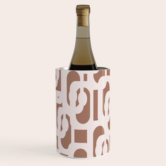 Mid Century Modern Contemporary Loop Pattern in Mocha Latte Wine Chiller Gallery Image 3