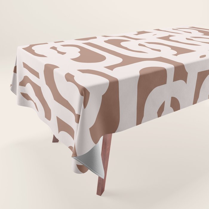 Mid Century Modern Contemporary Loop Pattern in Mocha Latte Tablecloth Gallery Image 1