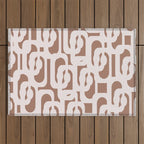 Mid Century Modern Contemporary Loop Pattern in Mocha Latte Outdoor Rug Gallery Image 1