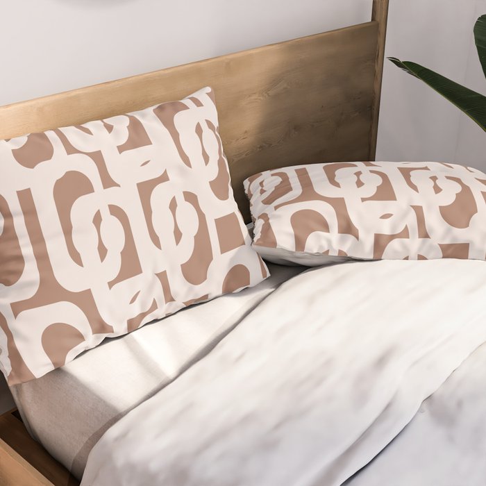 Mid Century Modern Contemporary Loop Pattern in Mocha Latte Pillow Sham Gallery Image 2