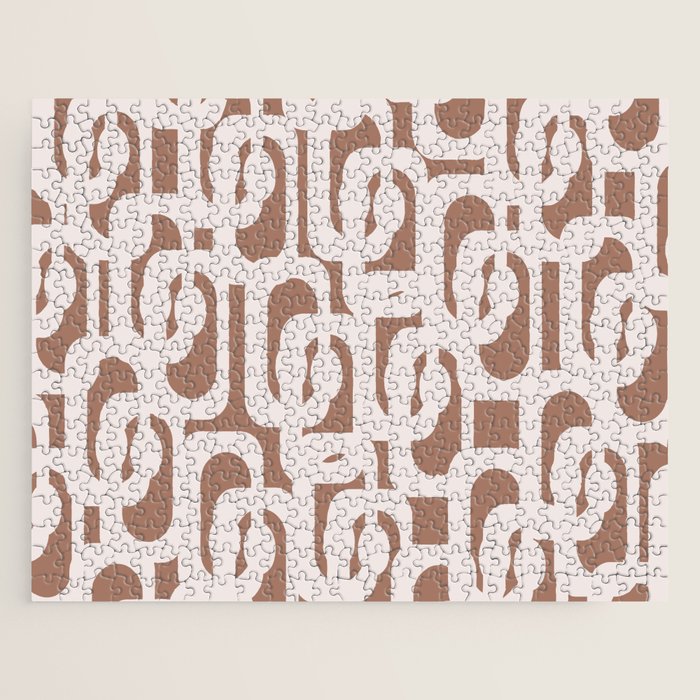 Mid Century Modern Contemporary Loop Pattern in Mocha Latte Jigsaw Puzzle Gallery Image 1