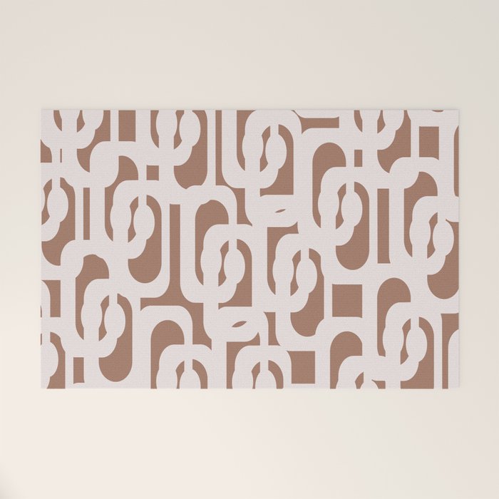 Mid Century Modern Contemporary Loop Pattern in Mocha Latte Welcome Mat Gallery Image 1