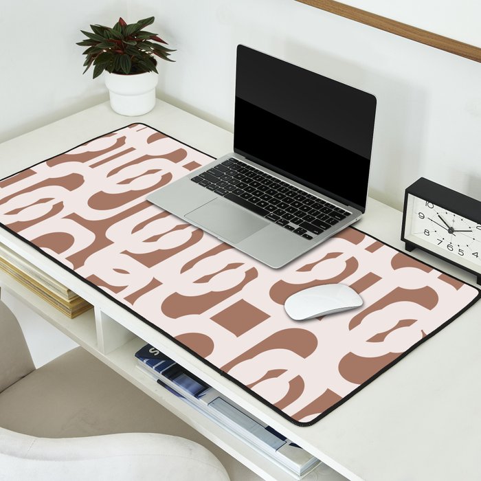 Mid Century Modern Contemporary Loop Pattern in Mocha Latte Desk Mat Gallery Image 2