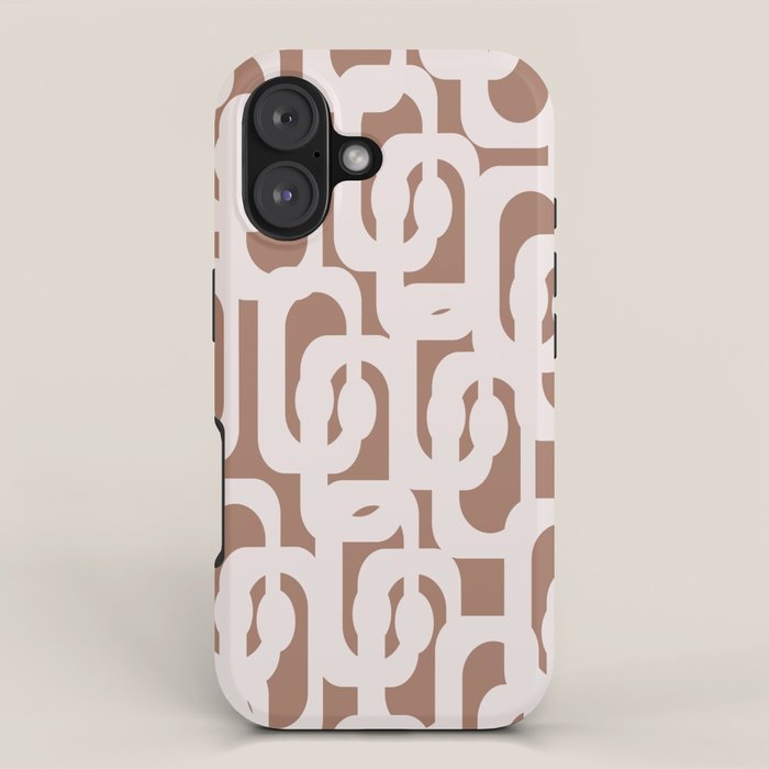 Mid Century Modern Contemporary Loop Pattern in Mocha Latte iPhone Case Gallery Image 1