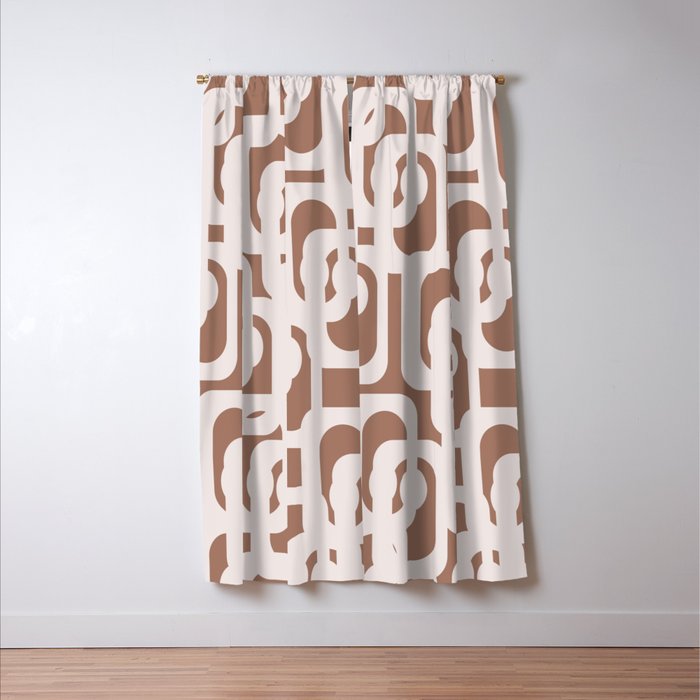 Mid Century Modern Contemporary Loop Pattern in Mocha Latte Window Curtain Gallery Image 3