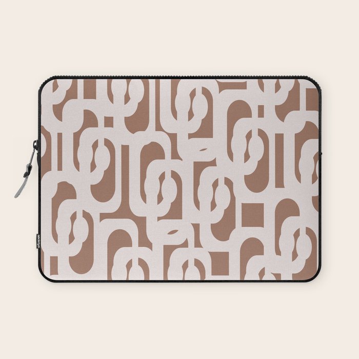 Mid Century Modern Contemporary Loop Pattern in Mocha Latte Laptop Sleeve Gallery Image 1