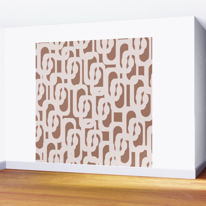 Mid Century Modern Contemporary Loop Pattern in Mocha Latte Wall Mural Gallery Image 2