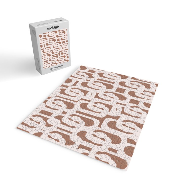Mid Century Modern Contemporary Loop Pattern in Mocha Latte Jigsaw Puzzle Gallery Image 2