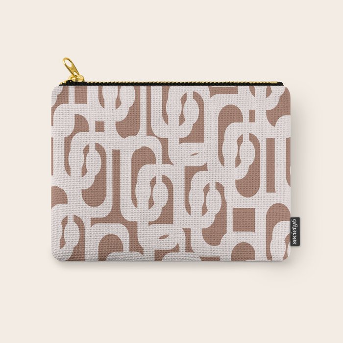Mid Century Modern Contemporary Loop Pattern in Mocha Latte Carry All Pouch Gallery Image 1