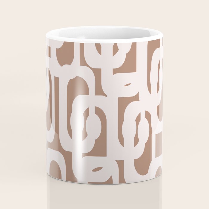 Mid Century Modern Contemporary Loop Pattern in Mocha Latte Coffee Mug Gallery Image 4