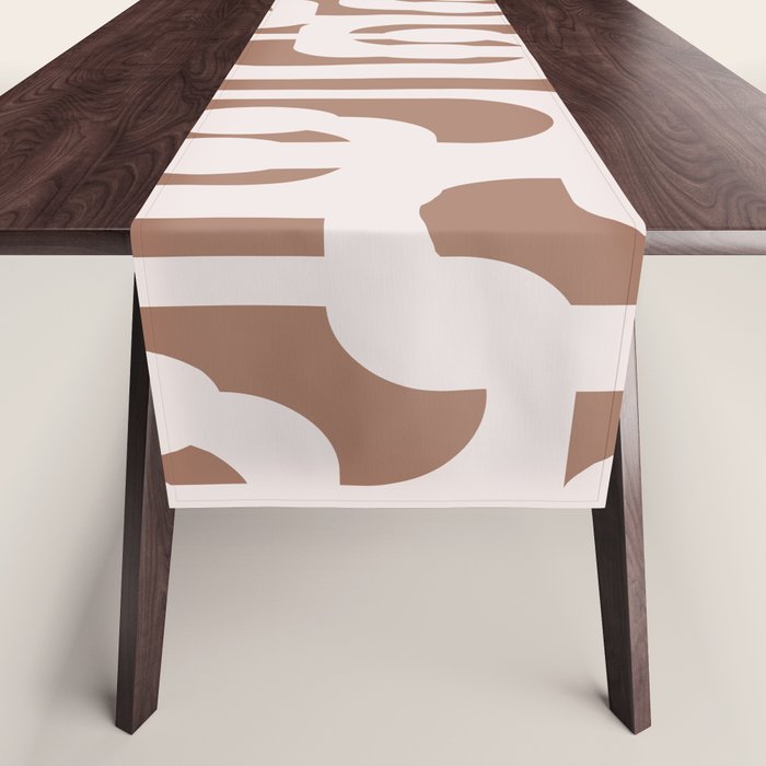 Mid Century Modern Contemporary Loop Pattern in Mocha Latte Table Runner Gallery Image 1