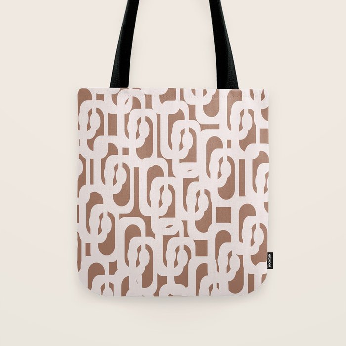 Mid Century Modern Contemporary Loop Pattern in Mocha Latte Tote Bag Gallery Image 1