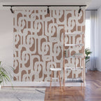 Mid Century Modern Contemporary Loop Pattern in Mocha Latte Wall Mural Gallery Image 1
