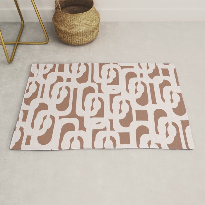 Mid Century Modern Contemporary Loop Pattern in Mocha Latte Rug Gallery Image 1