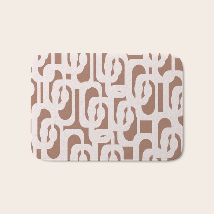 Mid Century Modern Contemporary Loop Pattern in Mocha Latte Bath Mat Gallery Image 1