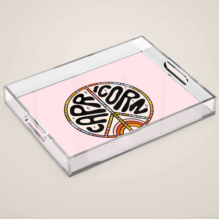 Capricorn Peace Sign Acrylic Tray Gallery Image 1
