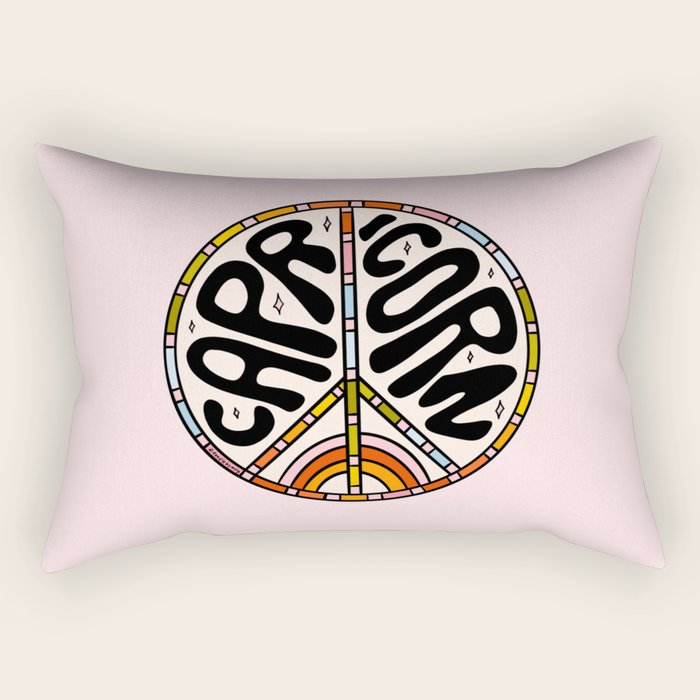 Capricorn Peace Sign Rectangular Pillow Gallery Image 2